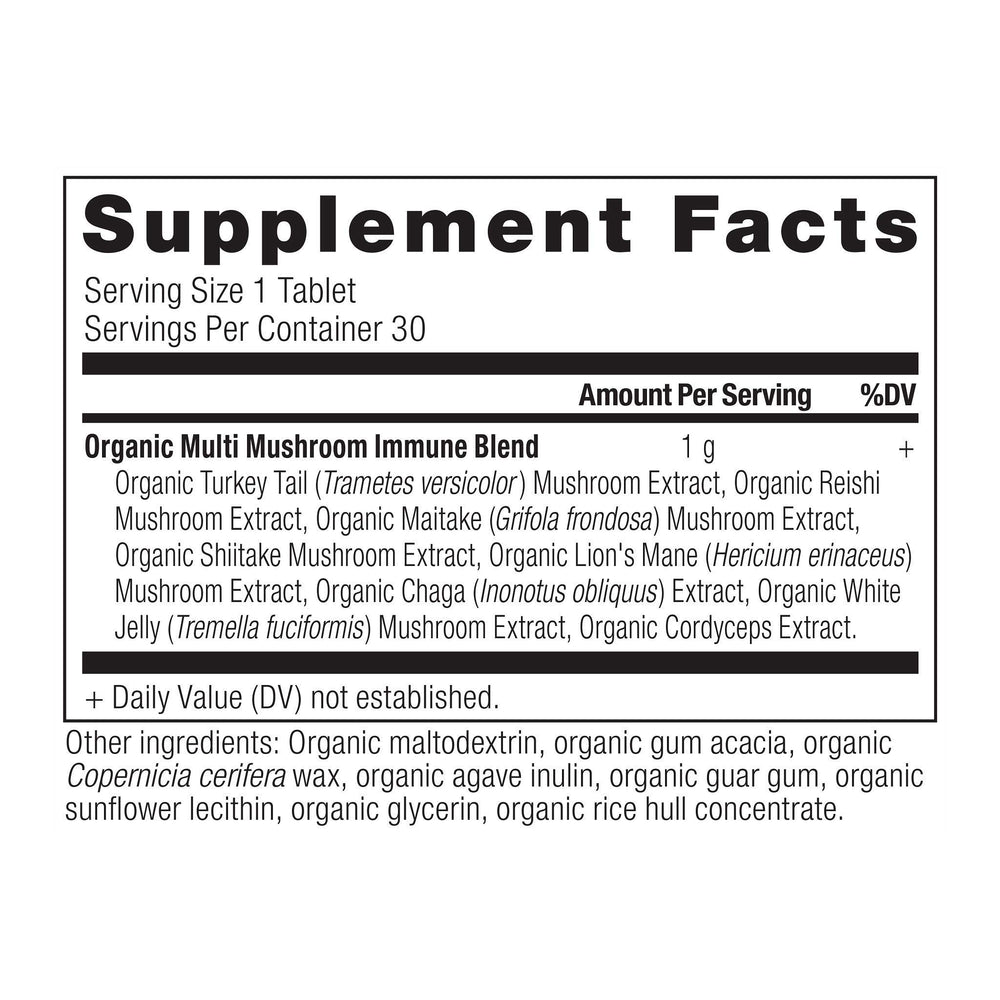 Ancient Nutrition Multi Mushroom ingredients list showcases six mushroom blend plus cordyceps