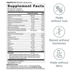 Ancient Nutrition Multivitamin for Men ingredients blend highlighting 21 vitamins and minerals.