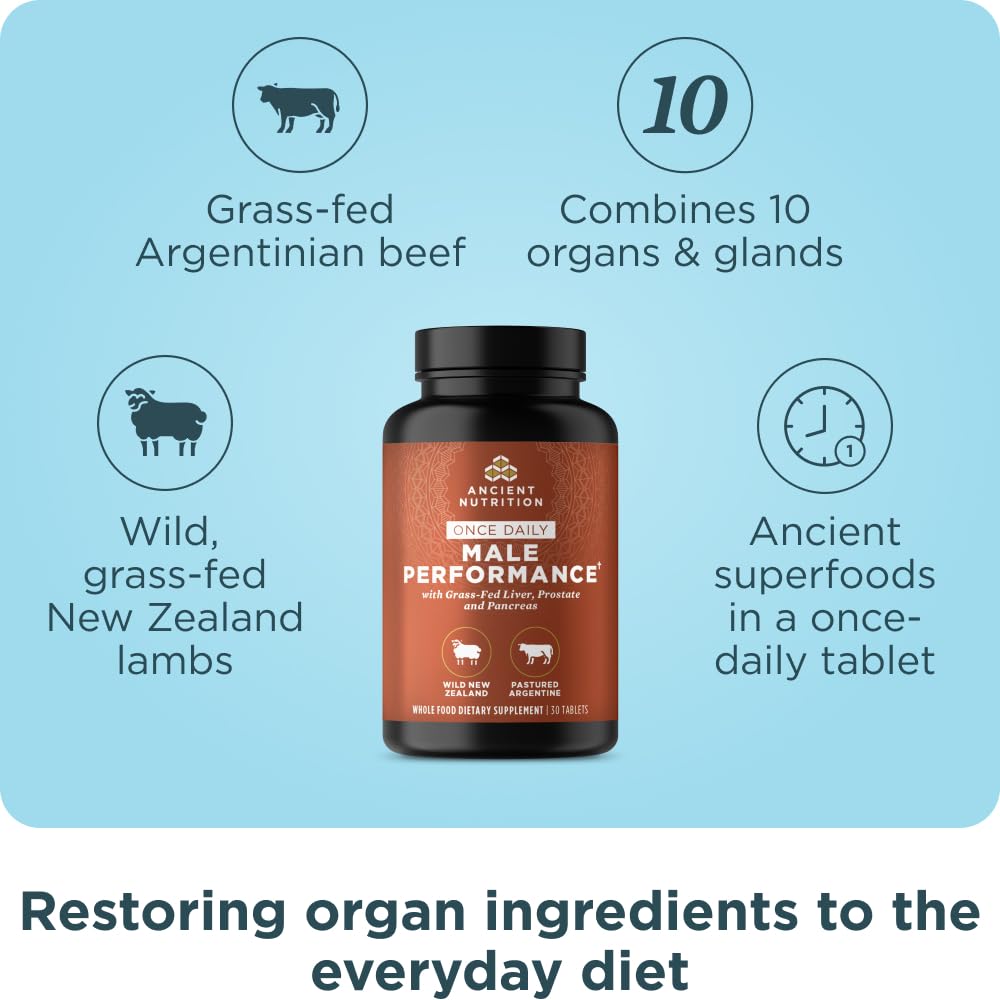 Ancient Nutrition Once Daily Organs bottle back label shows transparent sourcing.
