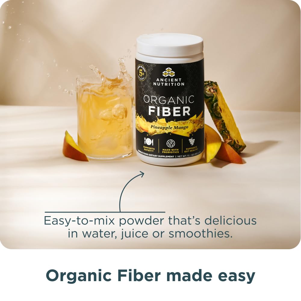 Ancient Nutrition Organic Fiber Powder bottle with label for easy storage