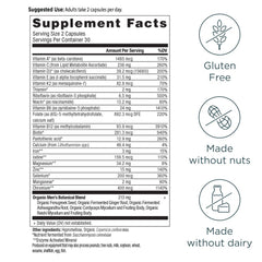 Ancient Nutrition Organic Men’s Botanical Blend bottle label highlighting fermented nutrients.