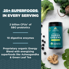 Ancient Nutrition Organic SuperGreens Energizer in water ready to mix for quick energy and digestion