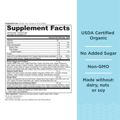 Ancient Nutrition Organic SuperGreens Energizer scoop demonstrating easy daily greens for smoothies