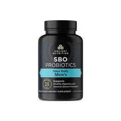 Ancient Nutrition Probiotics for Men bottle front view supports daily gut health.