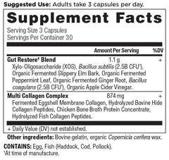Ancient Nutrition probiotics label highlighting collagen and gut health