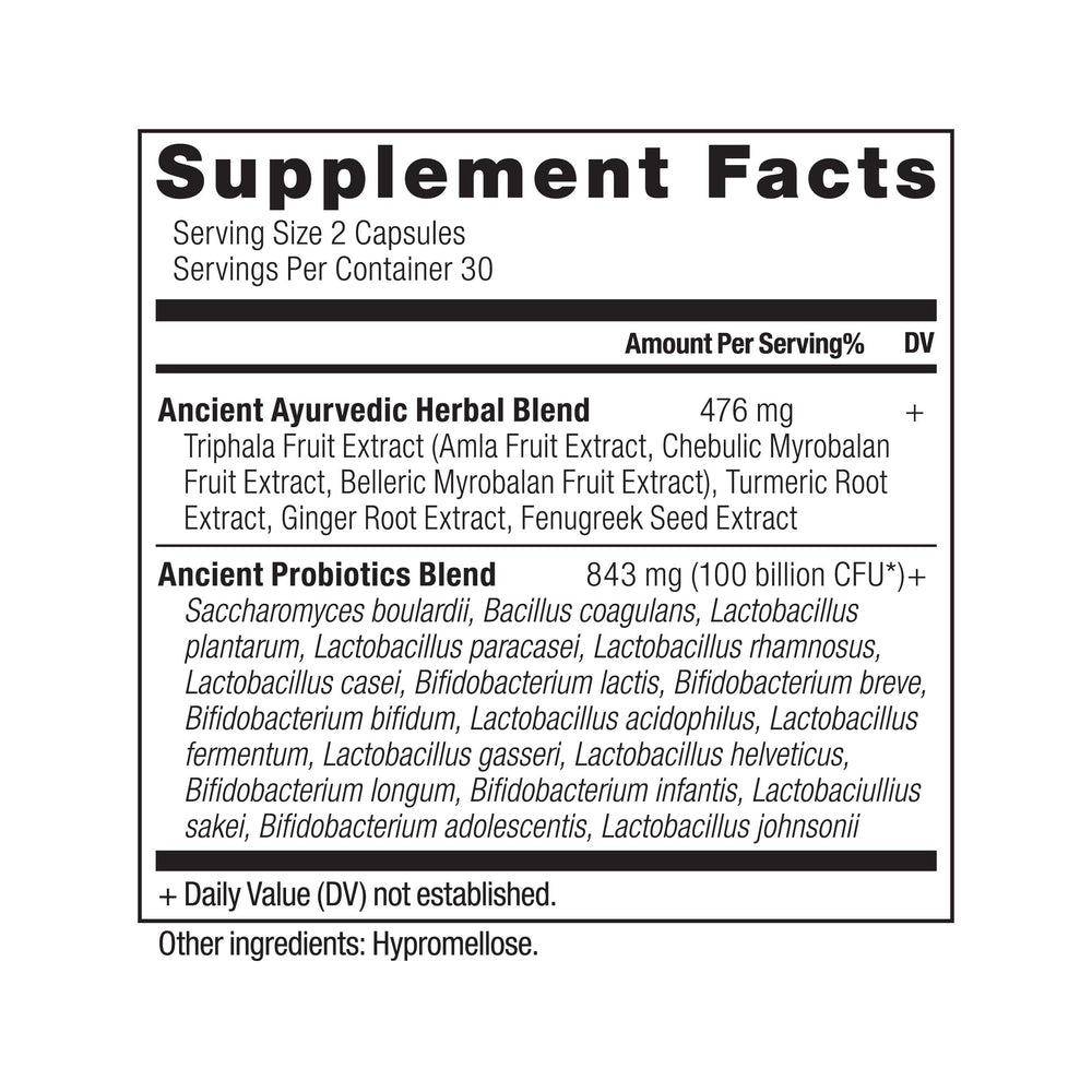 Closeup of Ancient Nutrition Probiotics Ultimate capsules for easy daily use.