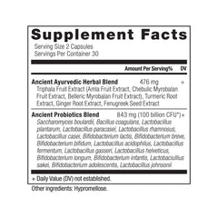 Closeup of Ancient Nutrition Probiotics Ultimate capsules for easy daily use.