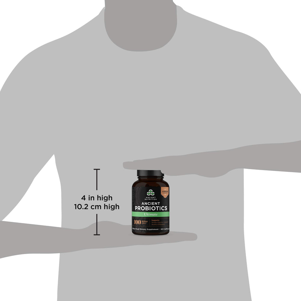 Gluten-free seal on Ancient Nutrition Probiotics Ultimate packaging.