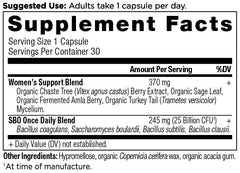 Capsules close-up of Ancient Nutrition Probiotics for Women highlighting 25 Billion CFUs.
