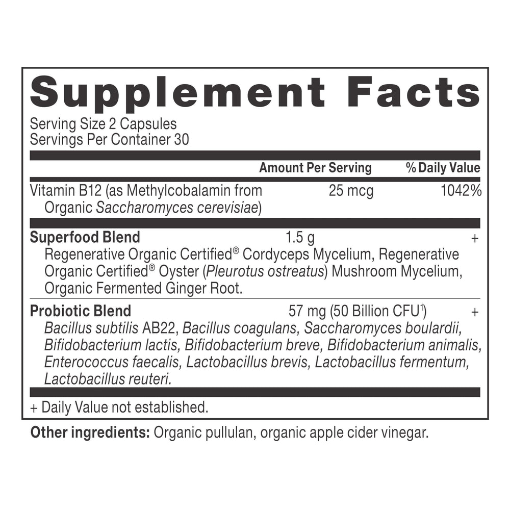 Close-up of Ancient Nutrition capsules highlighting gut health potential.