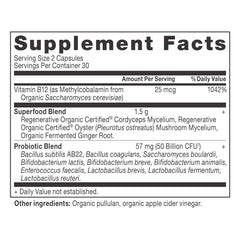 Close-up of Ancient Nutrition capsules highlighting gut health potential.