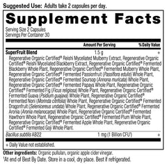 Ancient Nutrition Regenerative Organic Superfruits capsules for convenient daily support.