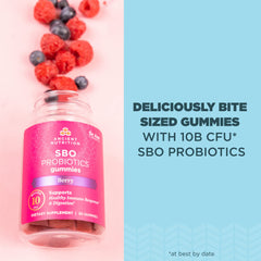 Jar open with Berry Gummies from Ancient Nutrition SBO Probiotics.