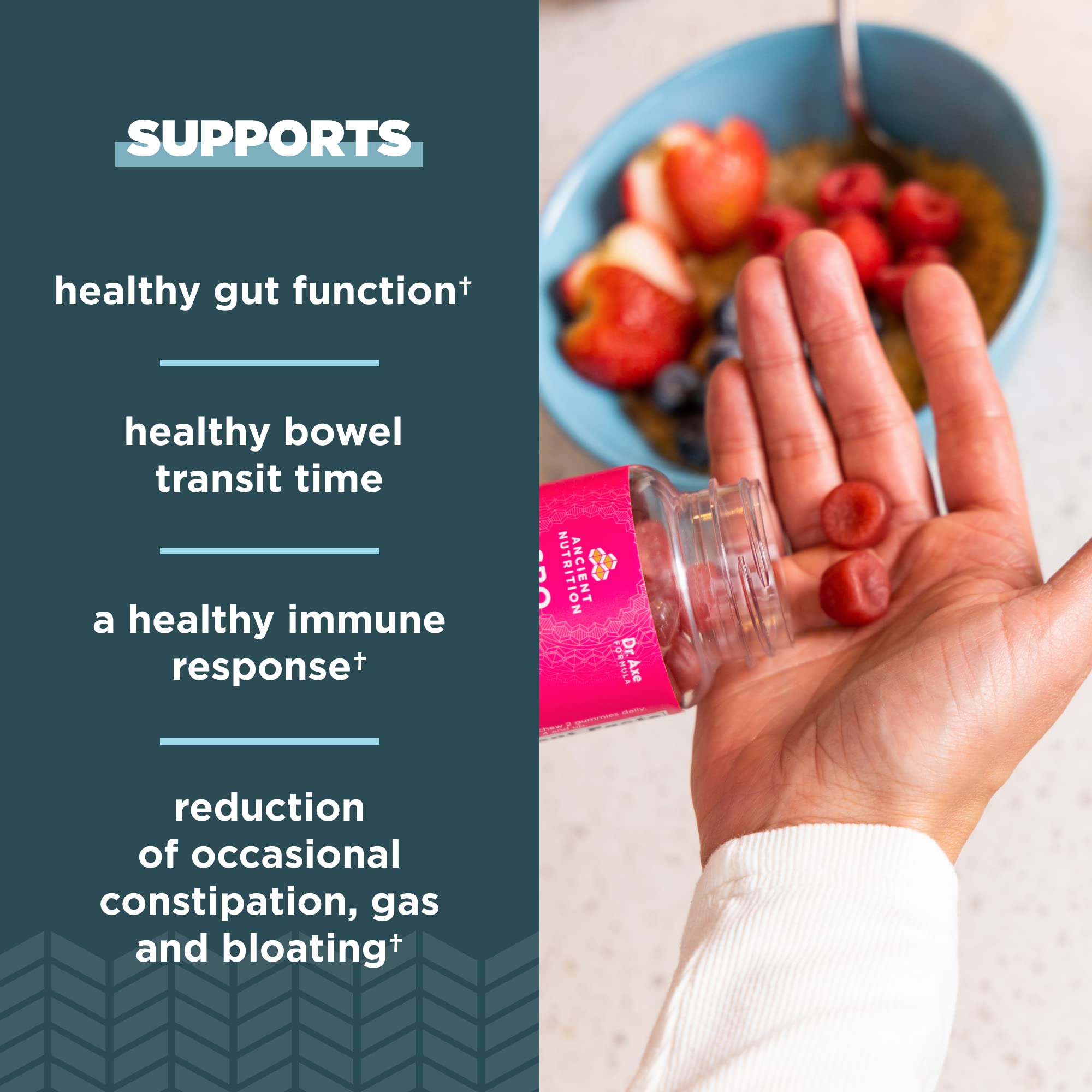 Spoon with Berry Gummies for a quick daily probiotic dose.