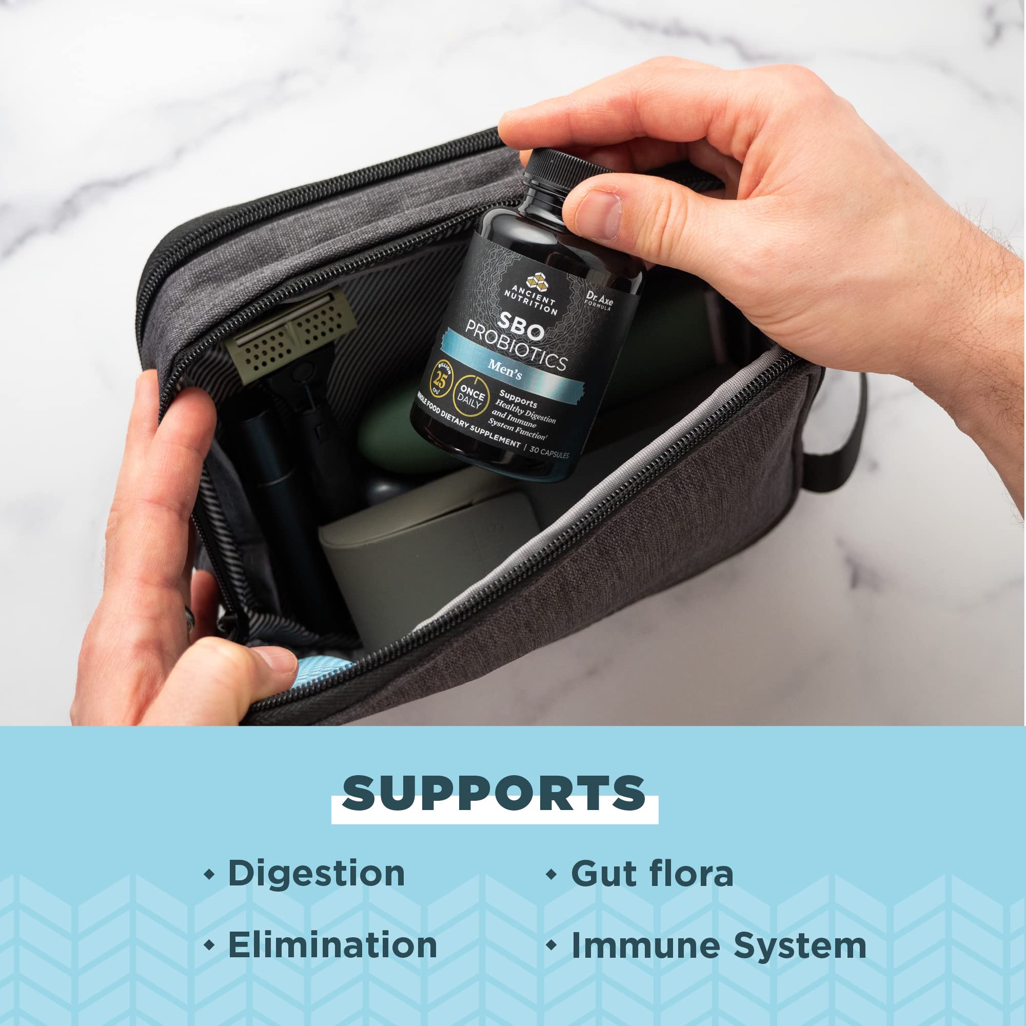 Ancient Nutrition bottle front highlighting potency for men's health.