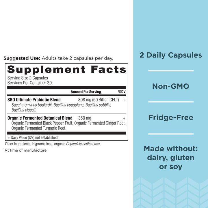 Ancient Nutrition SBO Probiotics Ultimate capsules close-up showing digestion support potential
