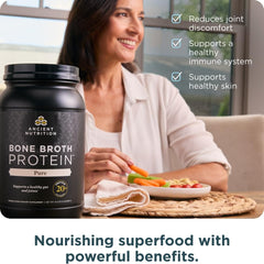 Ancient Nutrition scoop in powder highlights quick serving portions.