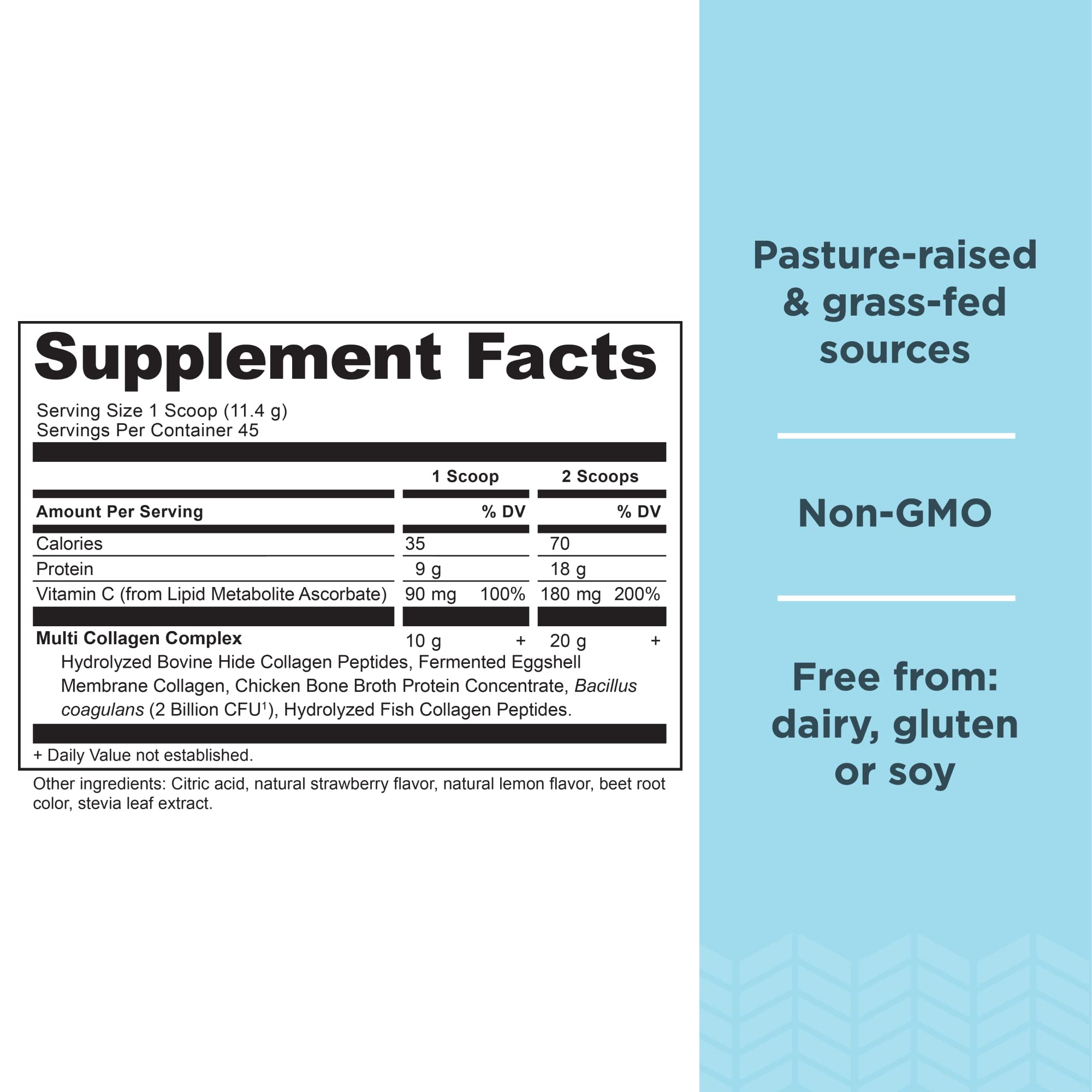 Ancient Nutrition collagen canister with strawberry lemonade flavor brightens daily routine.