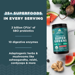 Ancient Nutrition SuperGreens dissolving in water demonstrates easy daily greens intake.