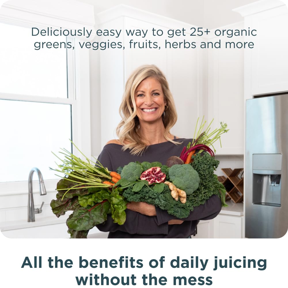 Ancient Nutrition SuperGreens ingredient panel highlighting organic superfoods.