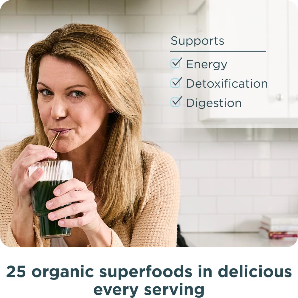 Ancient Nutrition SuperGreens probiotic blend jar label for digestive support.