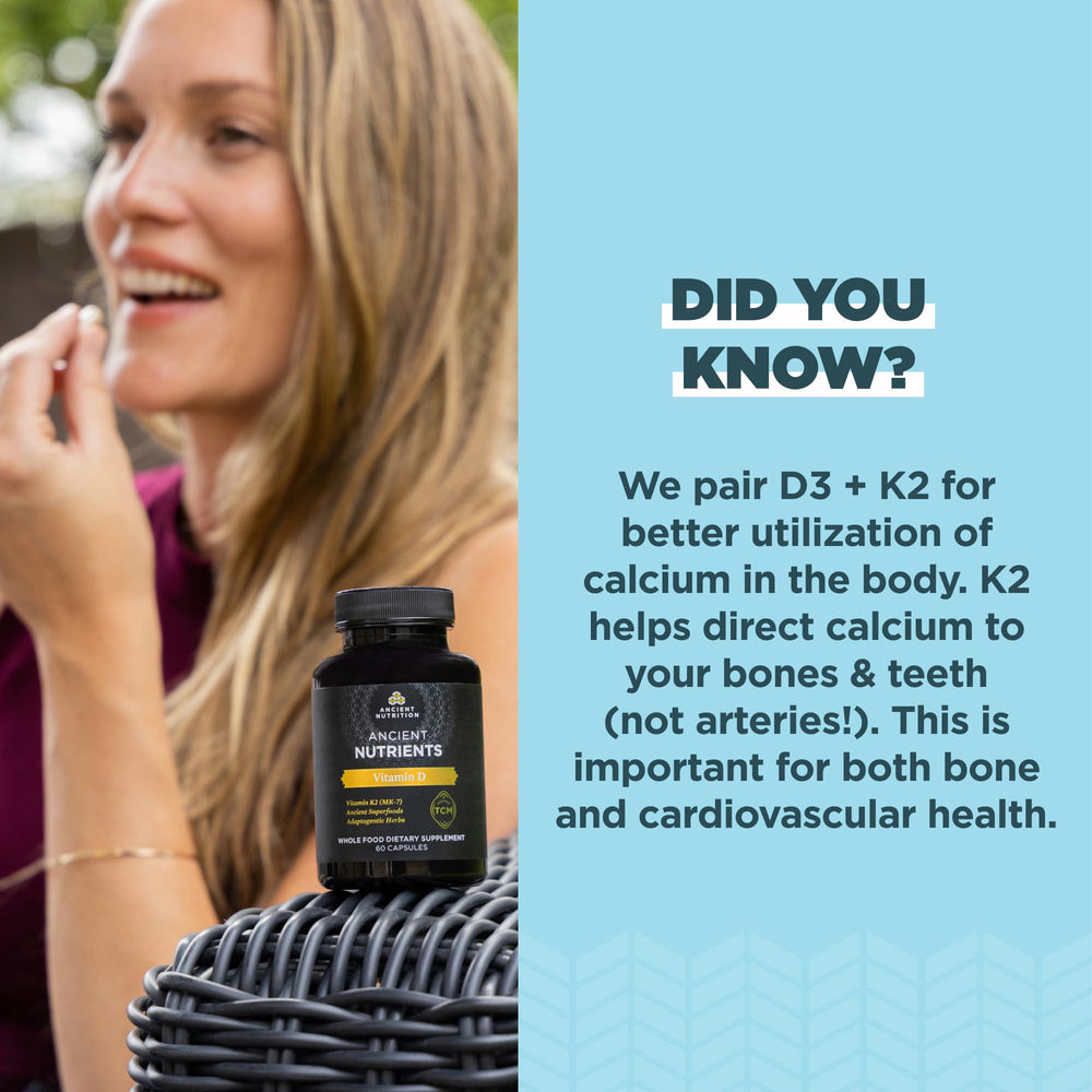 Ancient Nutrition TCM blend bottle showcases herbs and bone broth for nutrient-dense support.