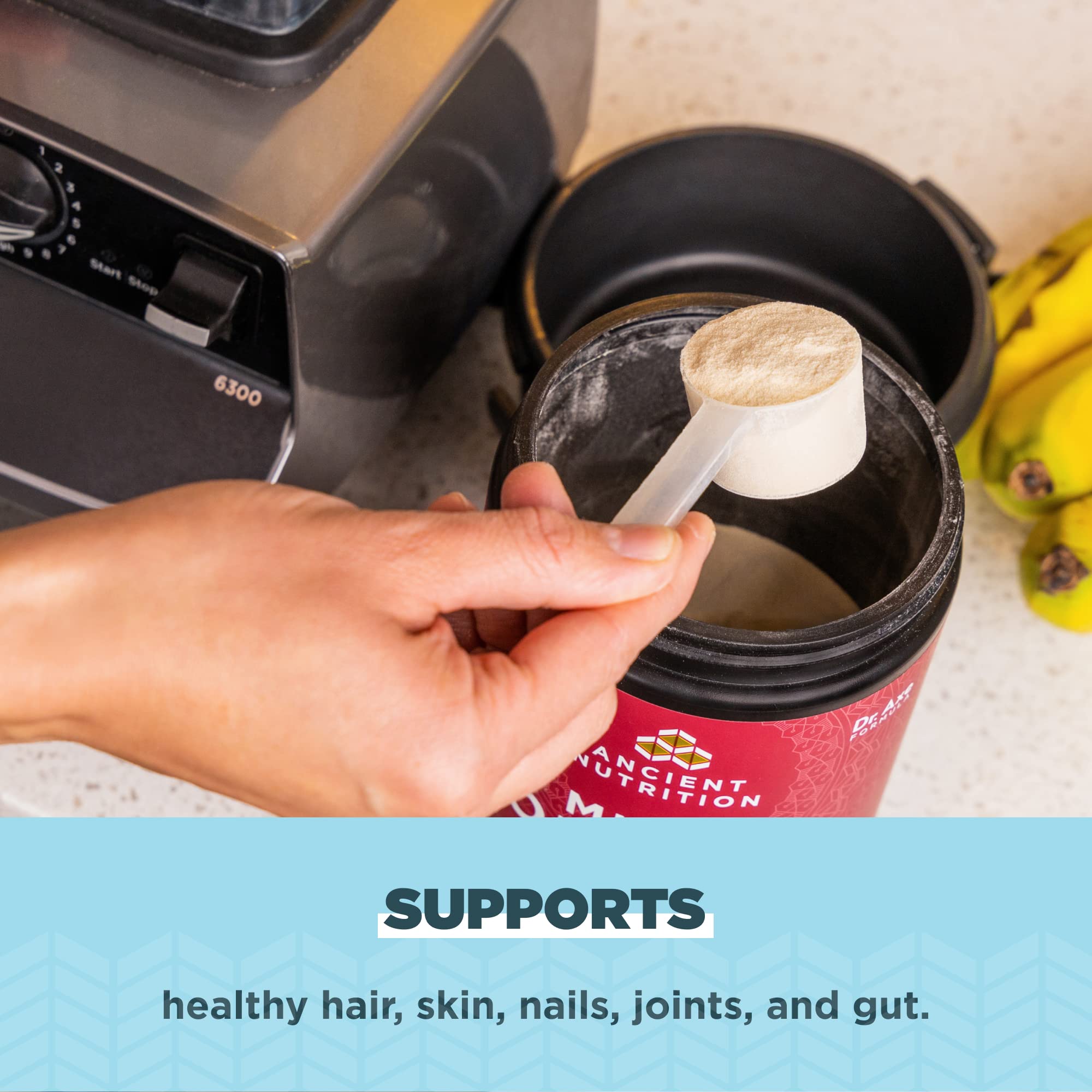 Ancient Nutrition ingredients list with third-party lab badge signals safety and transparency.