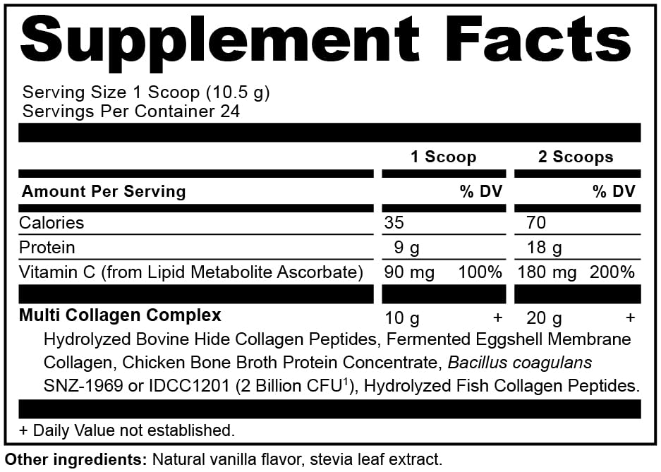 Ancient Nutrition vanilla collagen bottle in a neutral background for daily use
