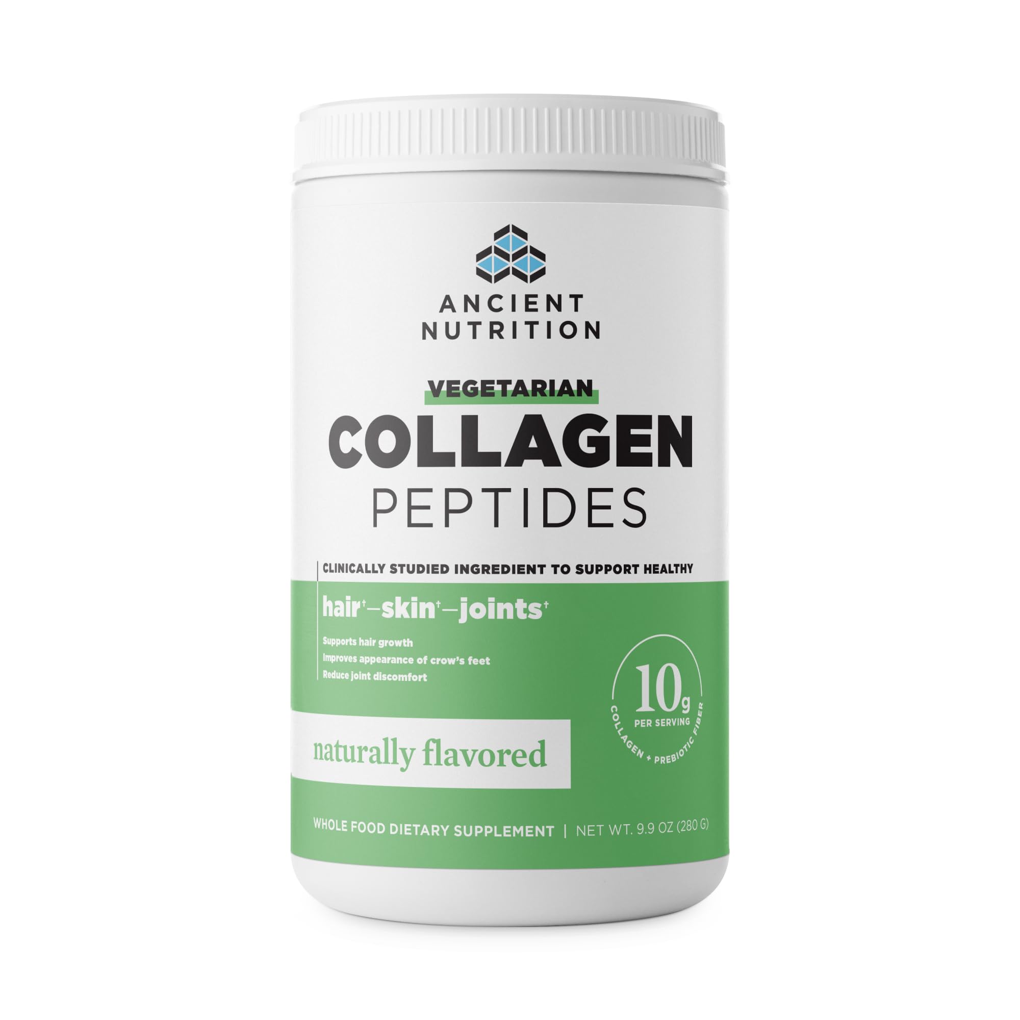 Ancient Nutrition Vegetarian Collagen Powder Tub easy daily use for skin and joint support