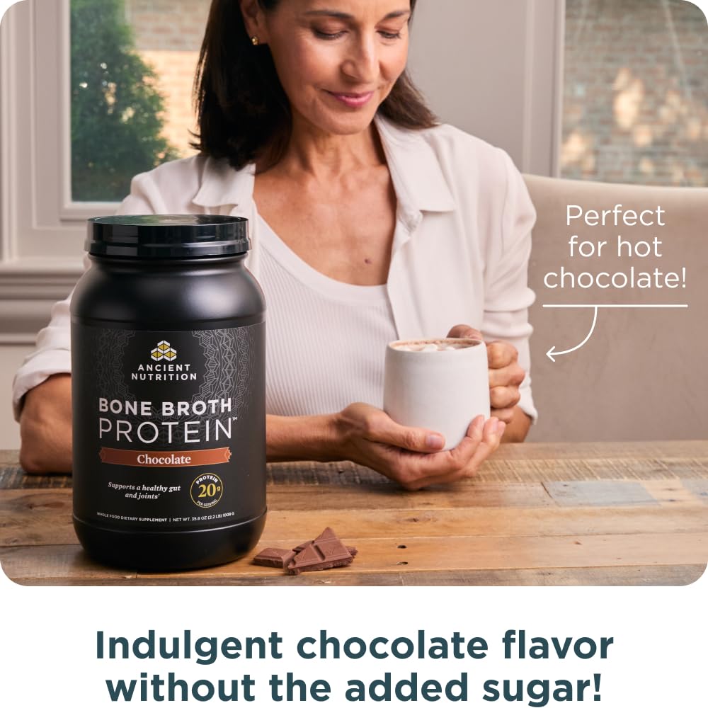 Ancient Nutrition warm-broth serving with chocolate cup