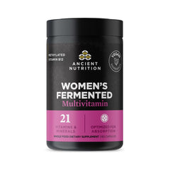 Ancient Nutrition Women's Fermented Multivitamin bottle supports daily immune wellness.