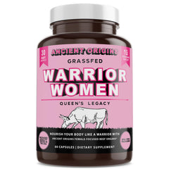 Ancient Origins bottle of female beef organ supplement with capsules for daily energy support.