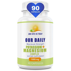Daily Vites bottle shows potassium and magnesium capsules for daily mineral support.