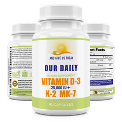 Our Daily Vites D3-K2 bottle hero shows high-potency formula for bone and immune support.