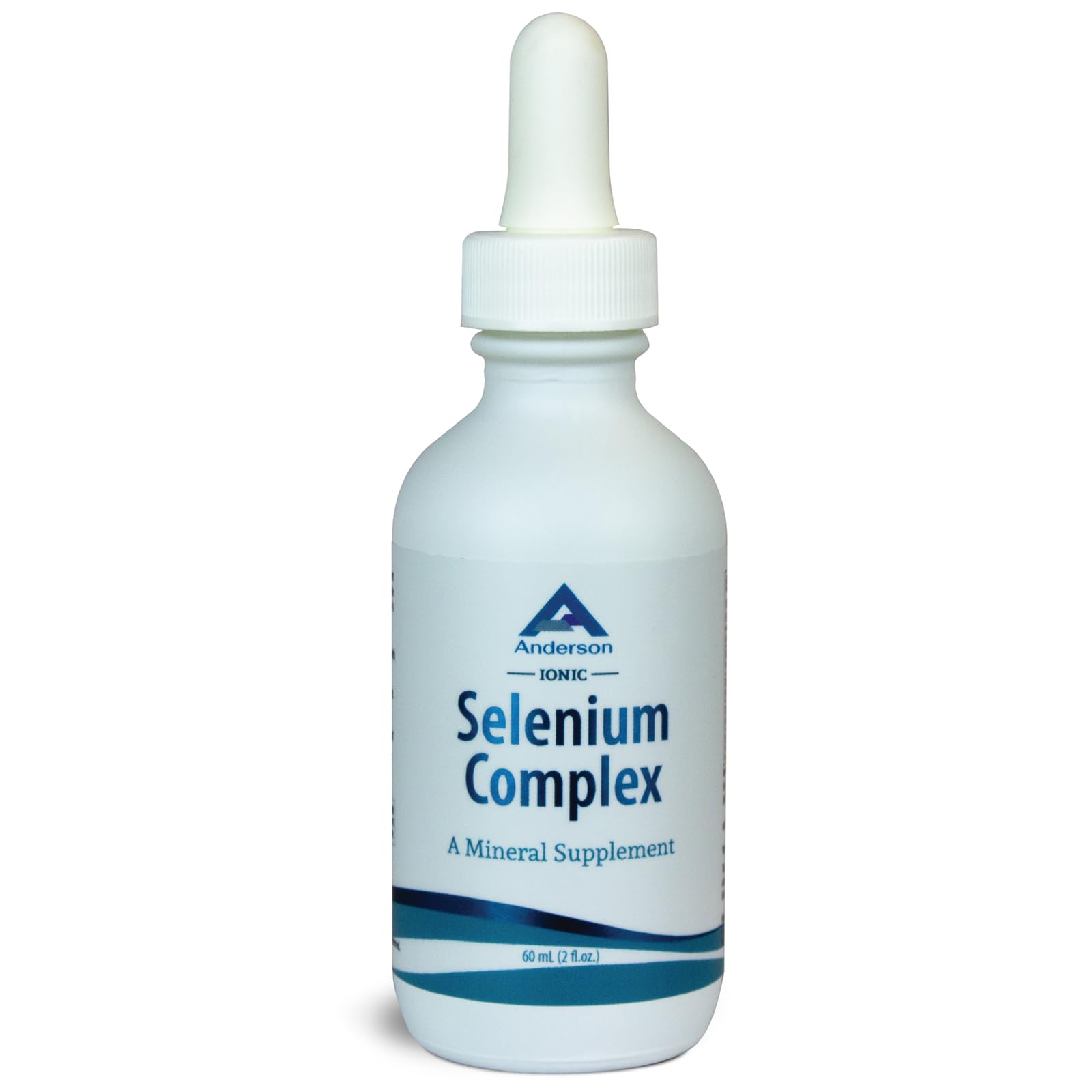 Anderson Ionic Selenium Complex bottle with dropper showing precise daily dosing and potential thyroid support