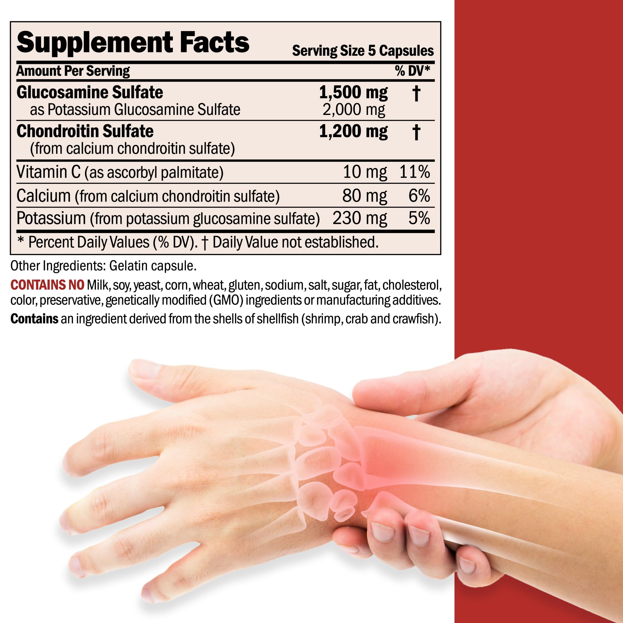 Close-up of capsules highlighting easy-to-swallow daily joint support