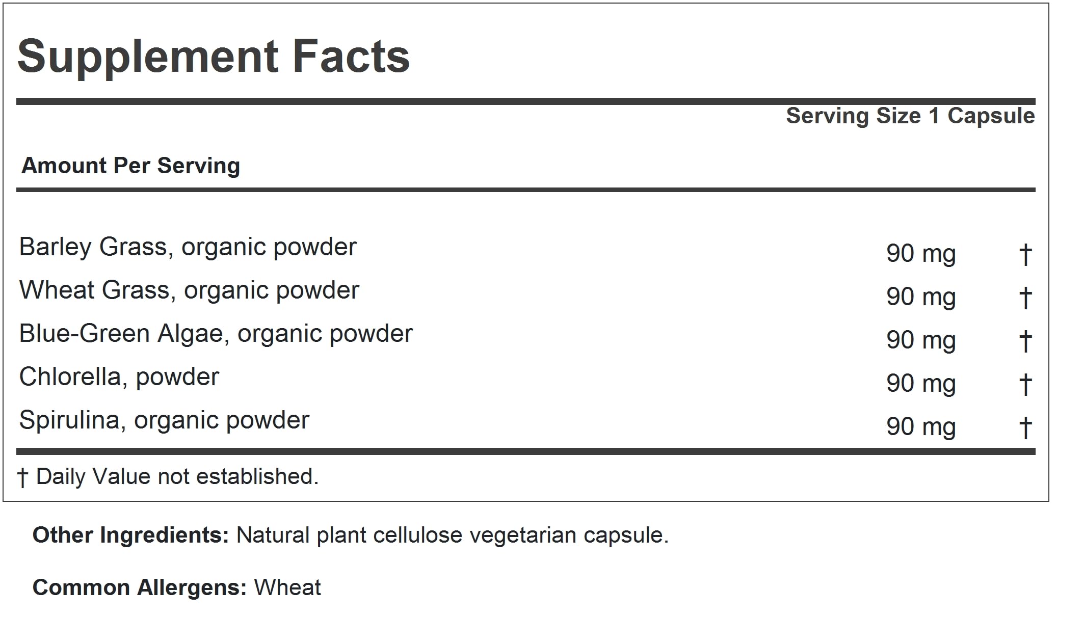 Close-up of Green Foods Complex capsules showing easy-to-swallow design