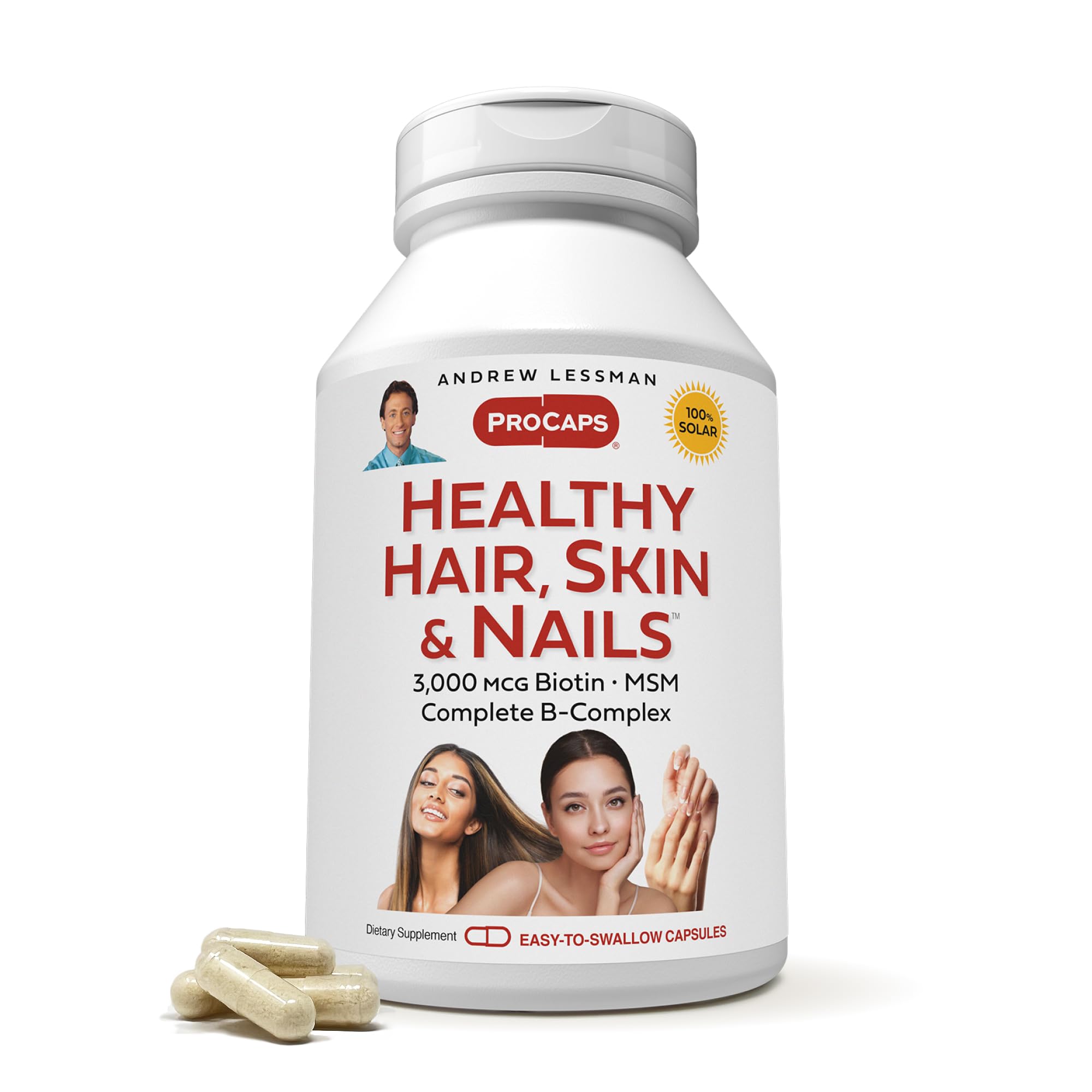 Andrew Lessman Healthy Hair Skin Nails bottle front for daily beauty support.