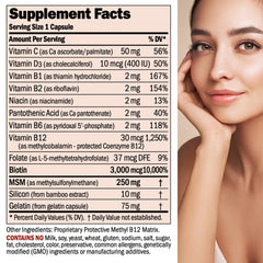 ANDREW LESSMAN Healthy Hair, Skin & Nails bottle label closeup emphasizing MSM and silicon
