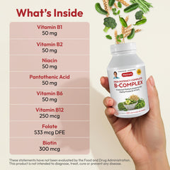 Andrew Lessman High Potency B-Complex label close-up shows methyl B12 and folate for cellular support.
