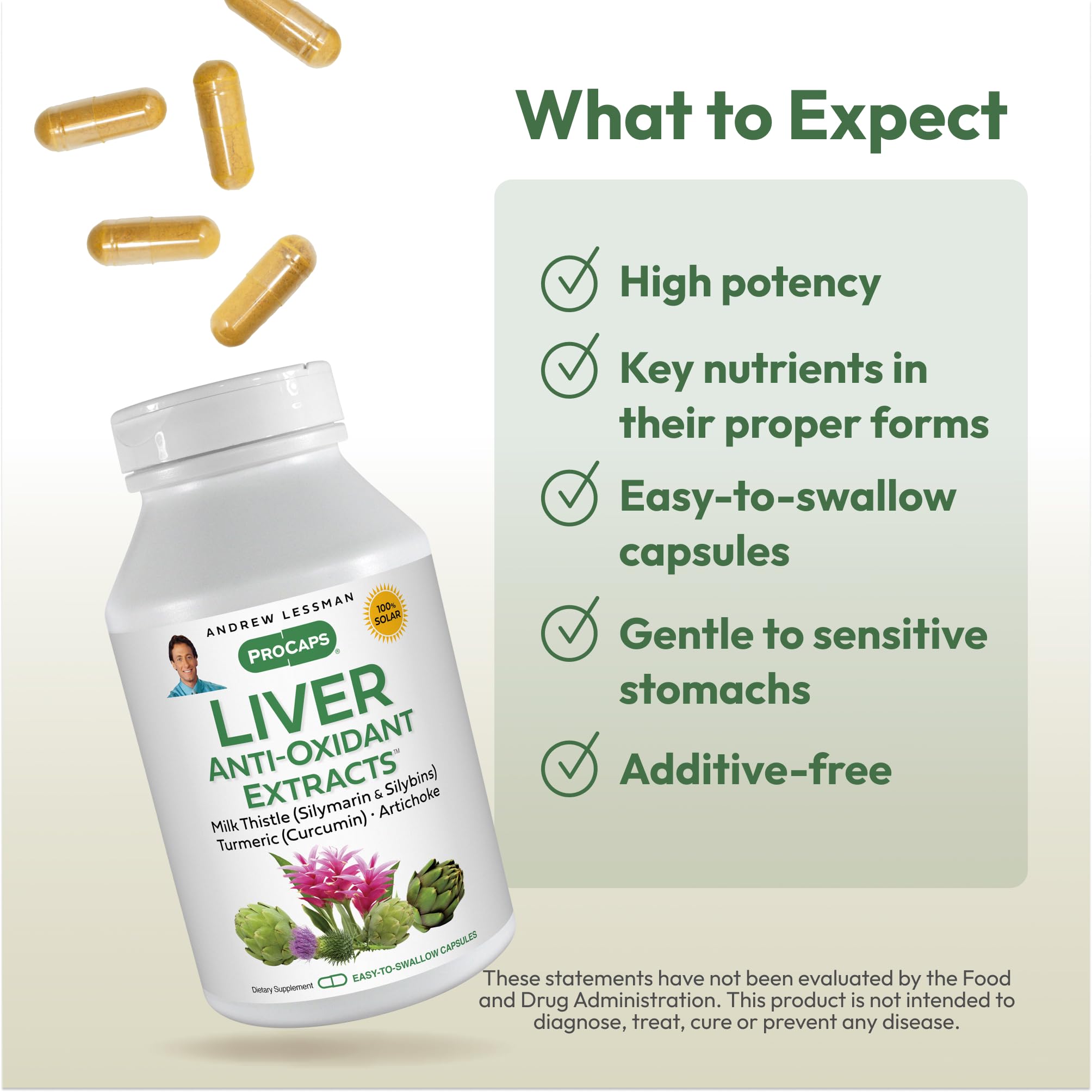 ANDREW LESSMAN Liver Anti-Oxidant Extracts bottle pour for easy daily use