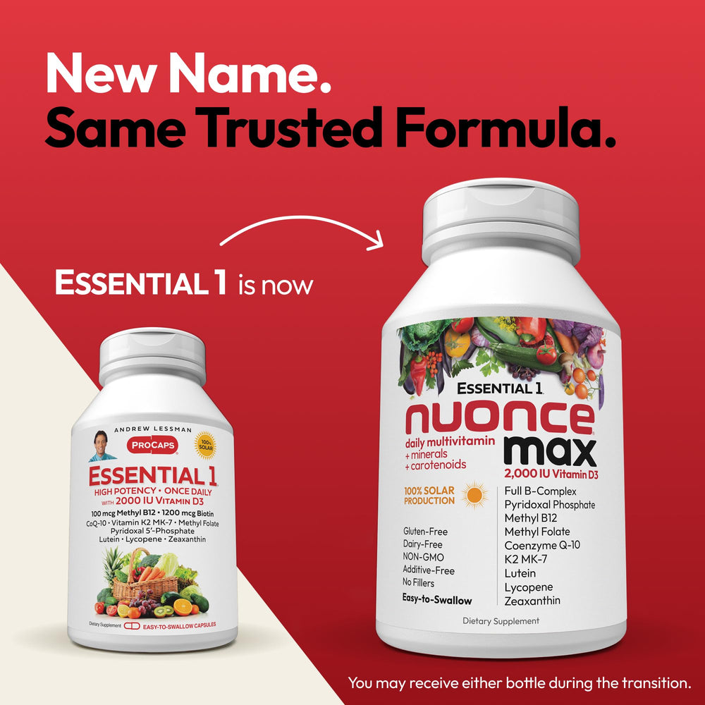 Andrew Lessman Nuoncemax bottle back highlights dosage and additive-free formula for gentle digestion