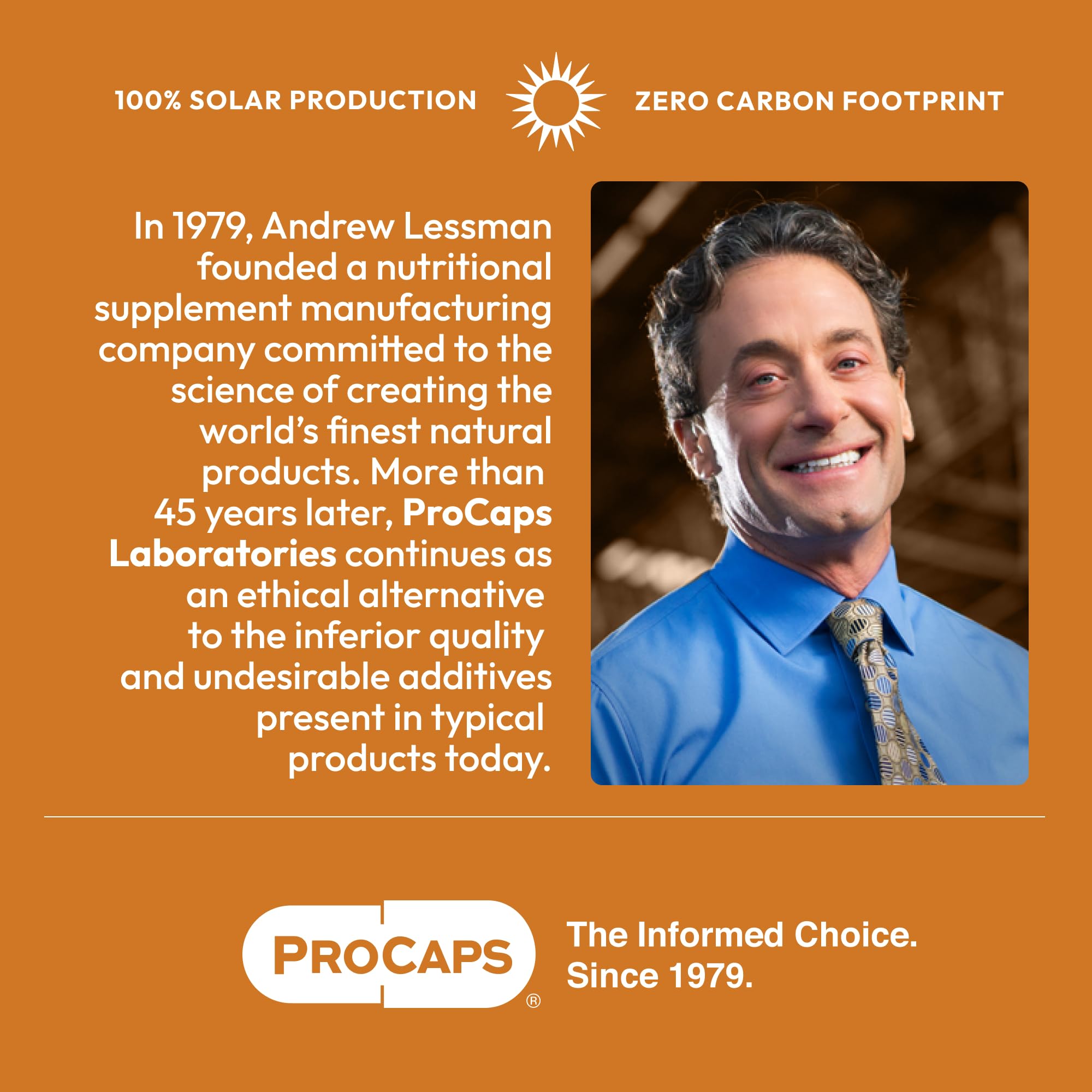 Solar-powered ProCaps facility representing ethical manufacturing for Andrew Lessman PC