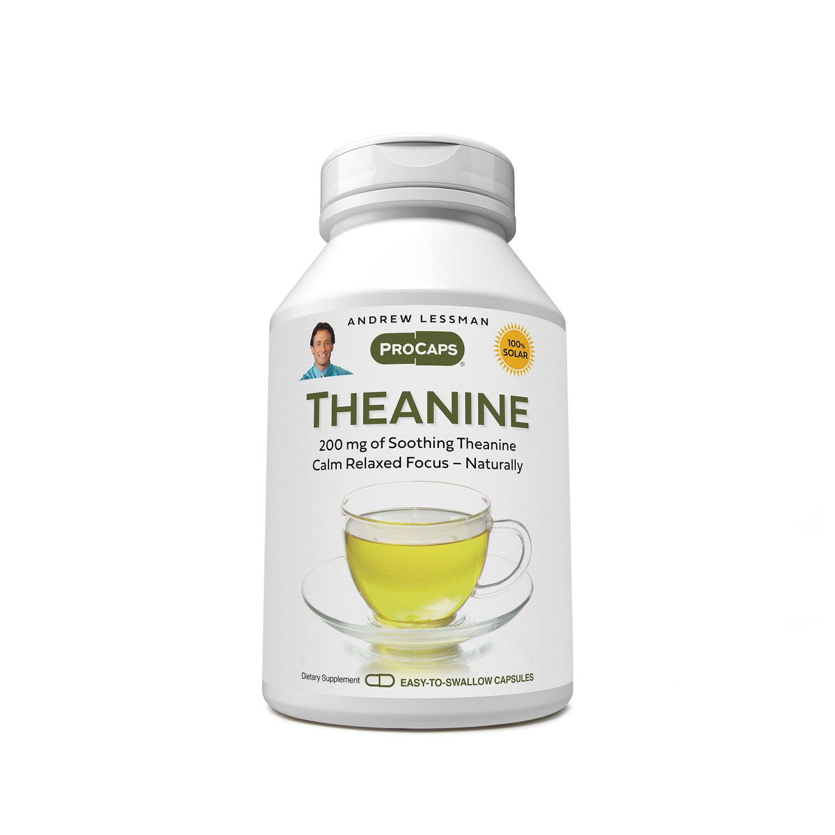 Andrew Lessman Theanine 200 mg bottle front view for calm focus