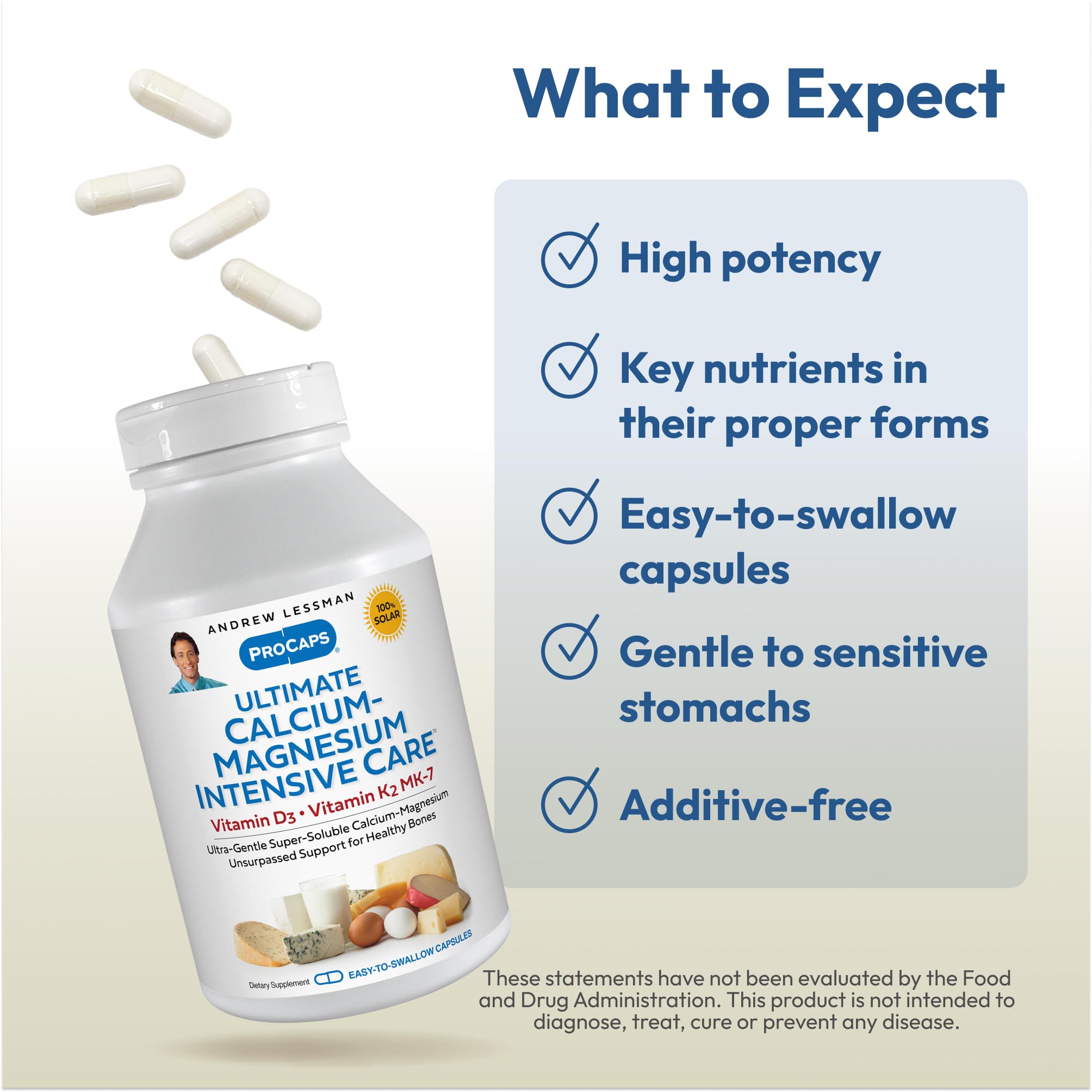 Andrew Lessman Ultimate Calcium-Magnesium ingredients panel highlights key nutrients