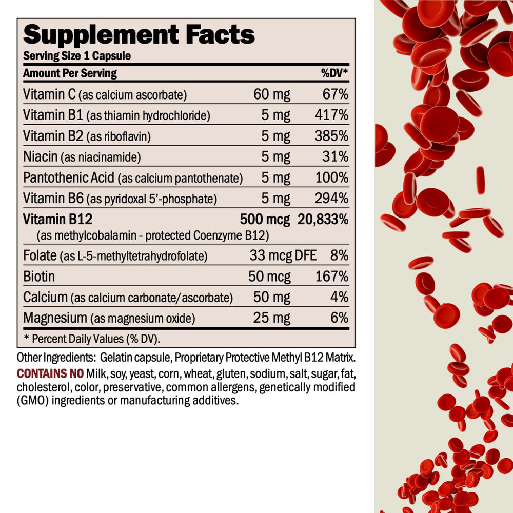Andrew Lessman Vitamin B12 500 with B-complex enriched formula for daily vitality.