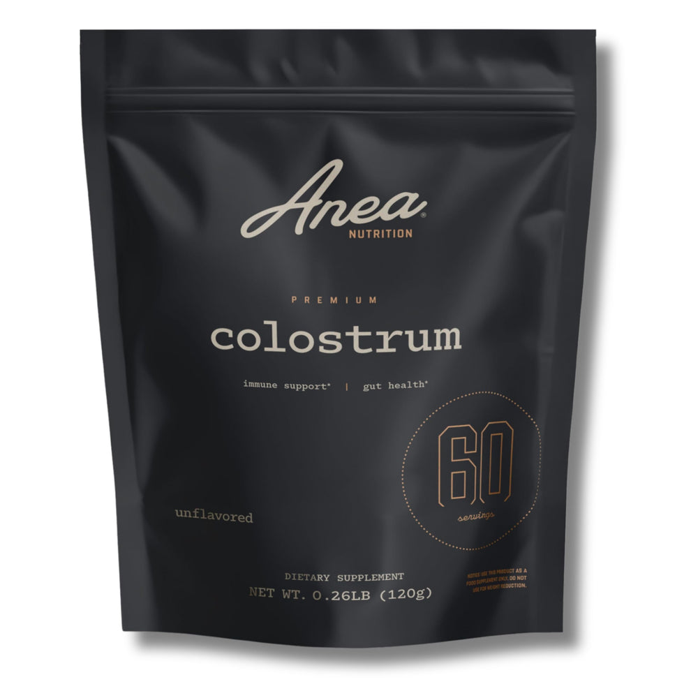 Anea Nutrition Colostrum Unflavored powder tin supports daily immune readiness.
