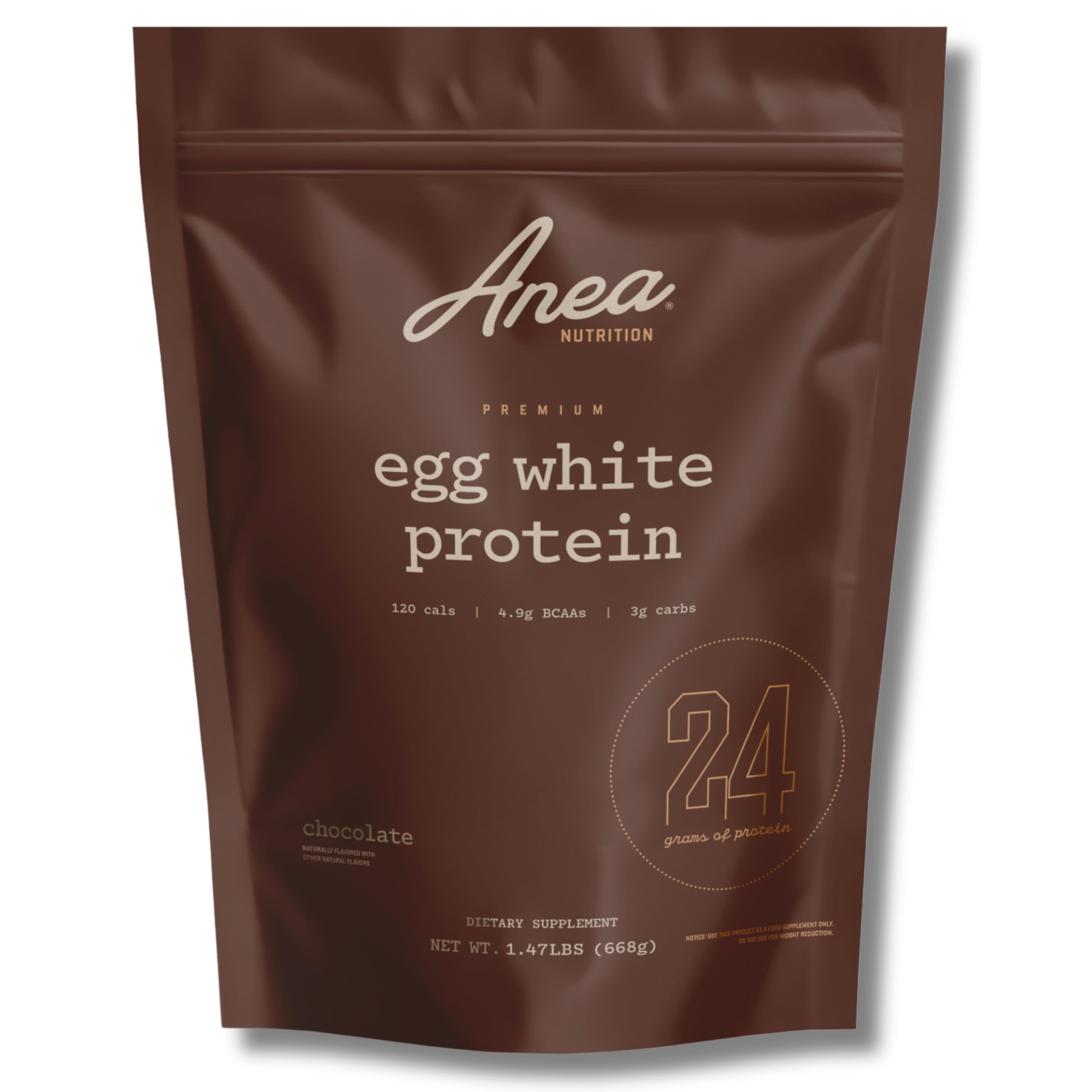 Anea Nutrition Egg White Protein Chocolate bottle pour showing clean protein boost