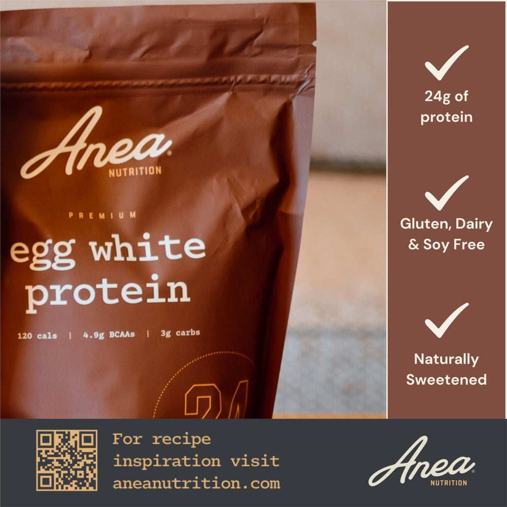 Anea Nutrition Egg White Protein Chocolate nutrition panel shows complete amino acids