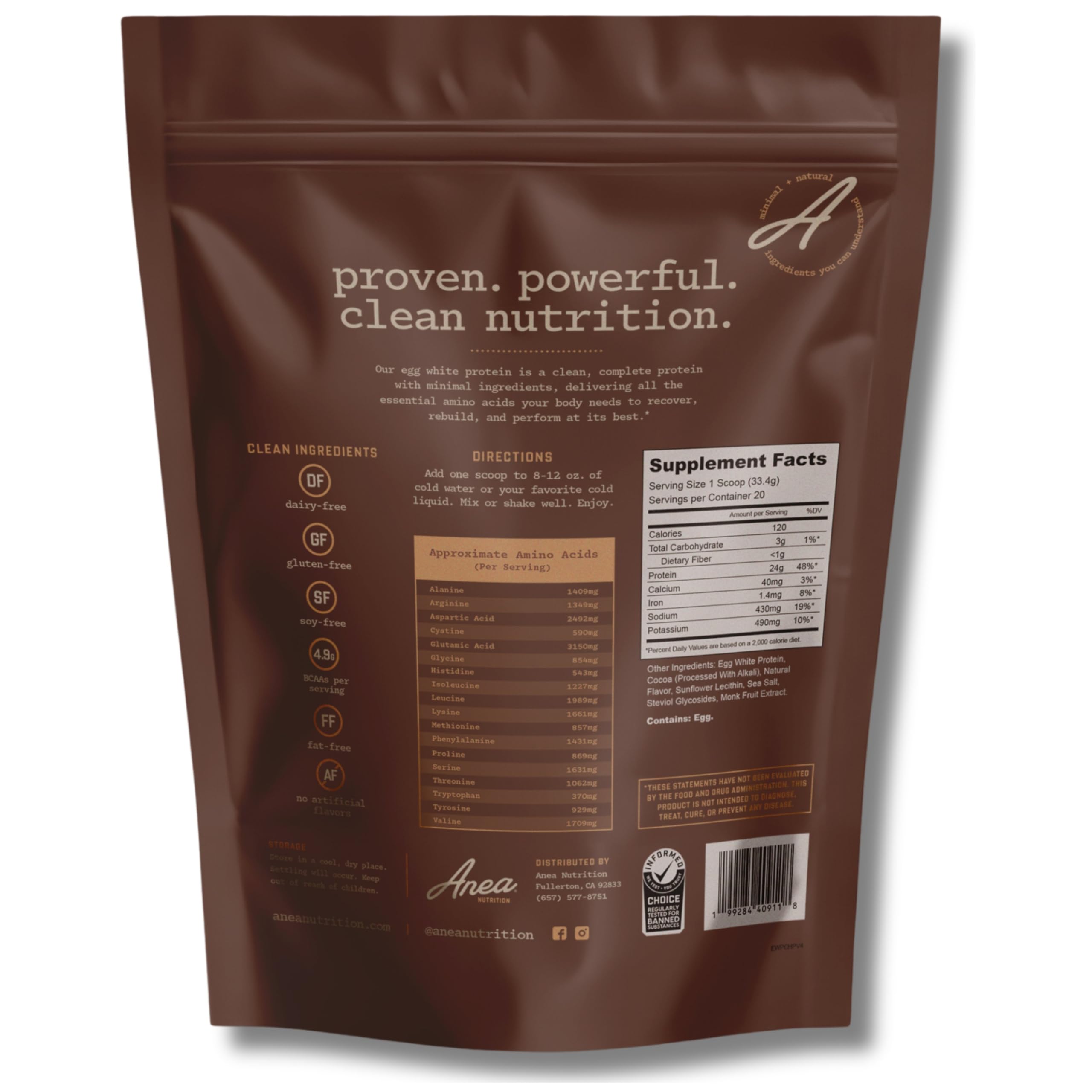 Anea Nutrition Egg White Protein Chocolate shake glass ready for quick recovery